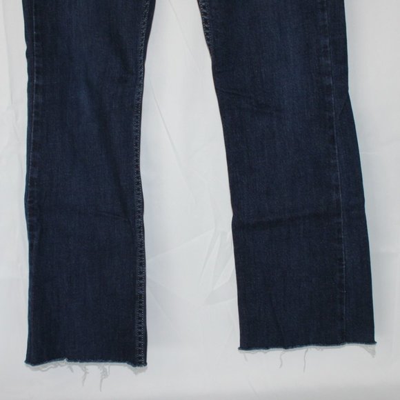 LEVIS CURVY CUT 528 LOW RISE DARK DENIM JEANS SZ 9 M JUNIORS BOOT CUT WIDE *RAW - Picture 3 of 16